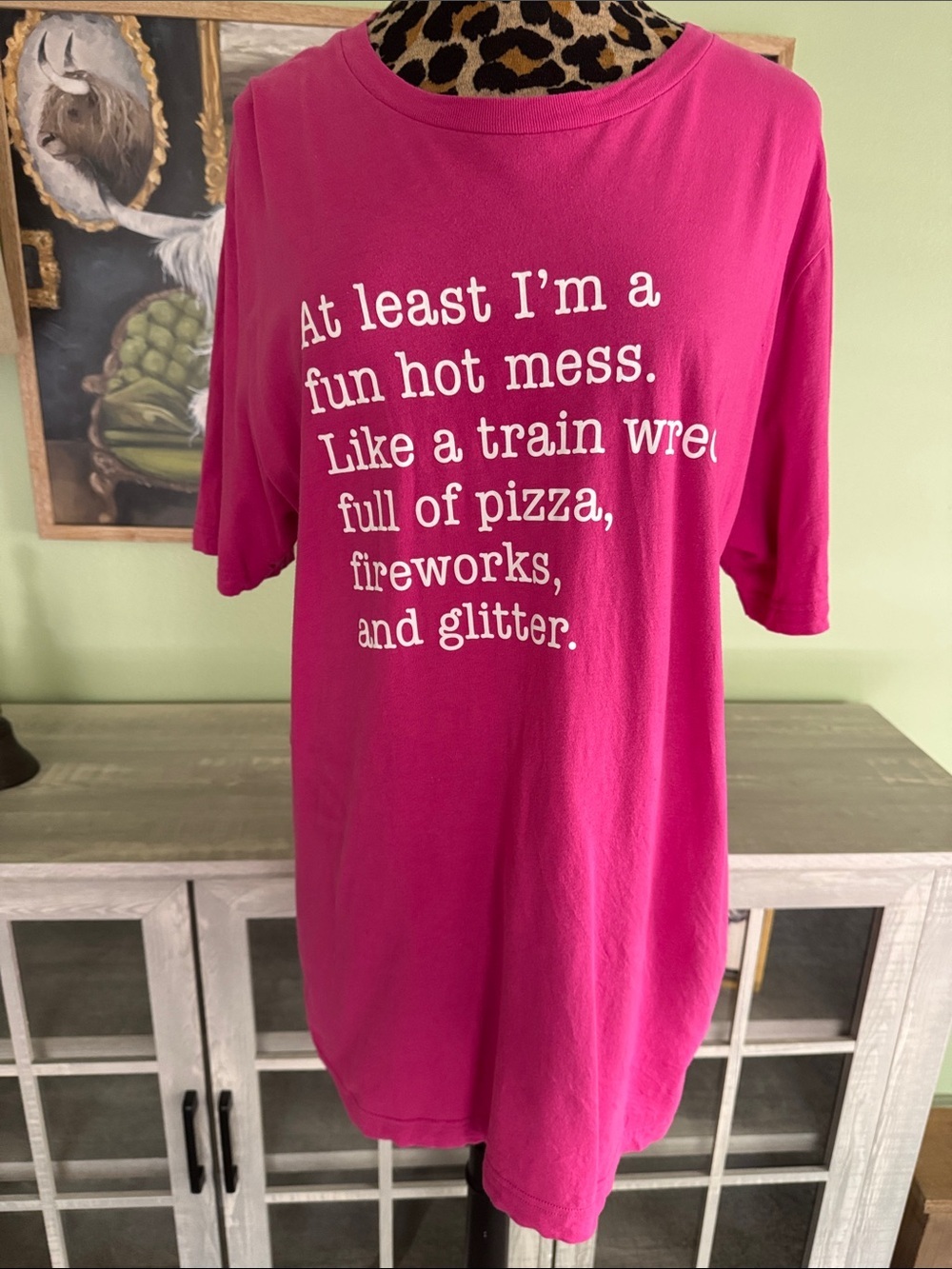 Hot Mess Graphic Tee - Bright Pink